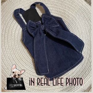 Stylish Denim Dog Dress with Bow